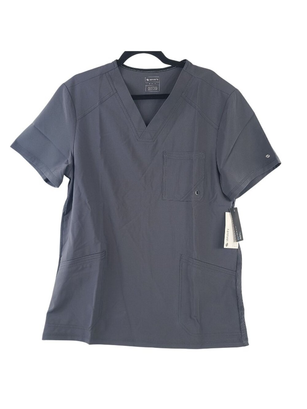 NEW Infinity Scrub Top Gray Sz M Wrinkle Resistant Moisture Wicking Built-In Odo